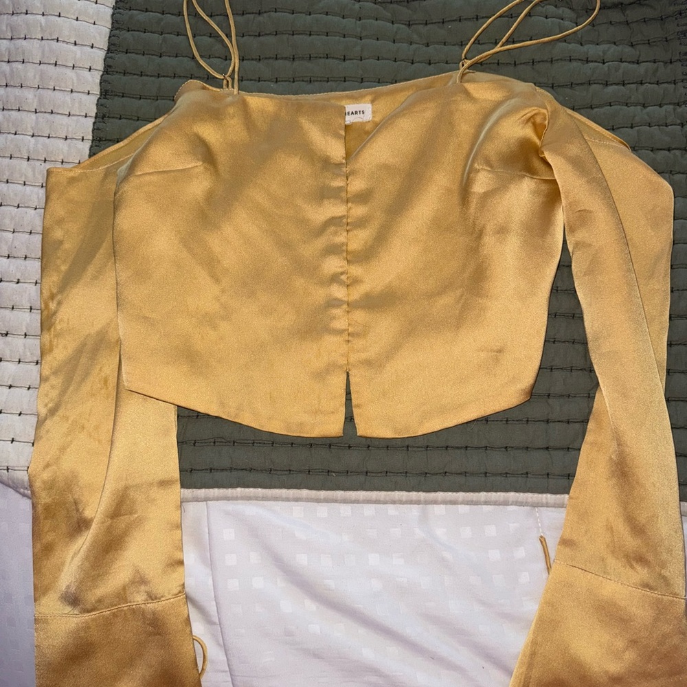 Yellow Satin Off-Shoulder Blouse